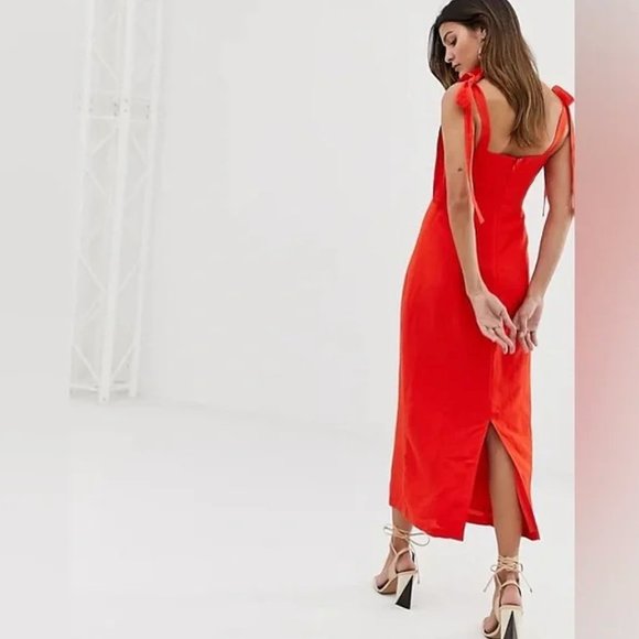 Capulet Linen Midi Tie Shoulder Dress - Picture 3 of 6